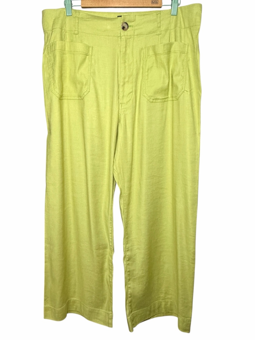 Maeve Anthropologie The Colette Wide Leg Linen Green Size 34 - Picture 3 of 6